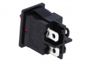 Switch rocker snap-in on/off rectangular red (0/1) DPST 6A/250V 